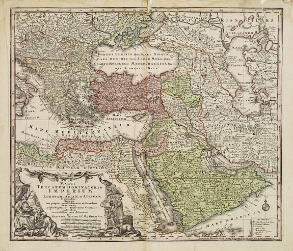 SEUTTER,M., Magni Turcarum Dominatoris Imperium per Europam .., antique map, old maps