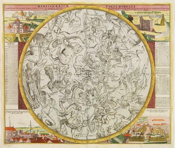 DOPPELMAYER,J.G./ HOMANN,J.B., Hemisphaerium Coeli Boreale in quo Fixarum.., antique map, old maps