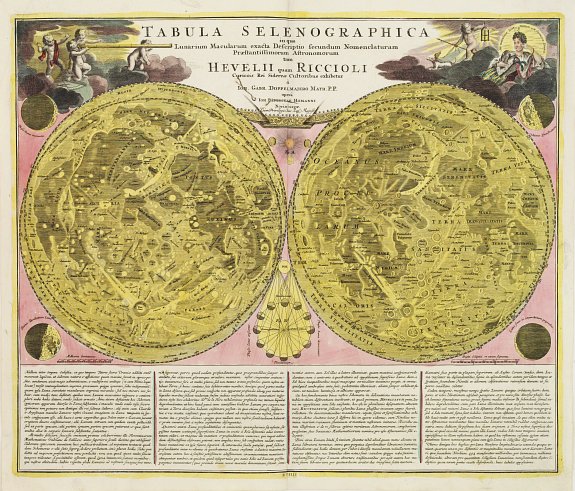 DOPPELMAYER,J.G./ HOMANN,J.B., Tabula selenographica.. Hevelii quam Riccioli.., antique map, old maps