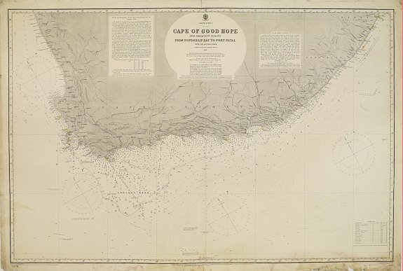THE HYDROGRAPHIC OFFICE OF THE ADMIRALTY, South Africa - Cape of Good Hope and adjacent coasts from Hondeklip Bay to Port Natal. Chart 2176., antique map, old maps