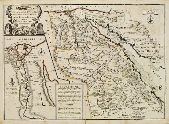 FER N. de, Le Cours Du Nil, Suivant Les Auteurs Modernes et les dernieres Relations., antique map, old maps