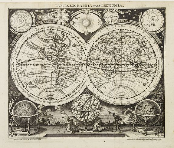 RICHTER / BERNIGEROTH., Tab. I. Geographia et Astronomia., antique map, old maps