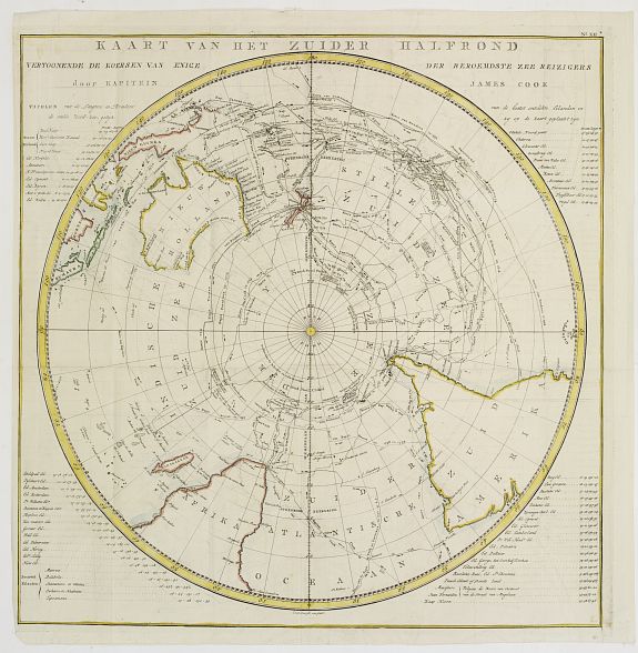 COOCK, J., Kaart van het Zuider Halfrond.., antique map, old maps