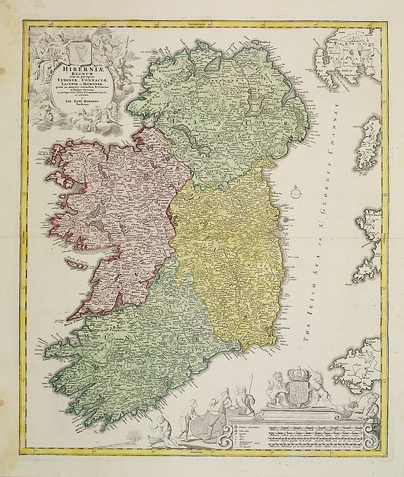HOMANN,J.B., Hiberniae regnum. . ., antique map, old maps