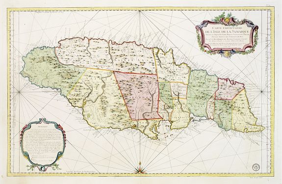 BELLIN,J.N.,  Carte Particuliere De L'Isle De La Jamaique.., antique map, old maps
