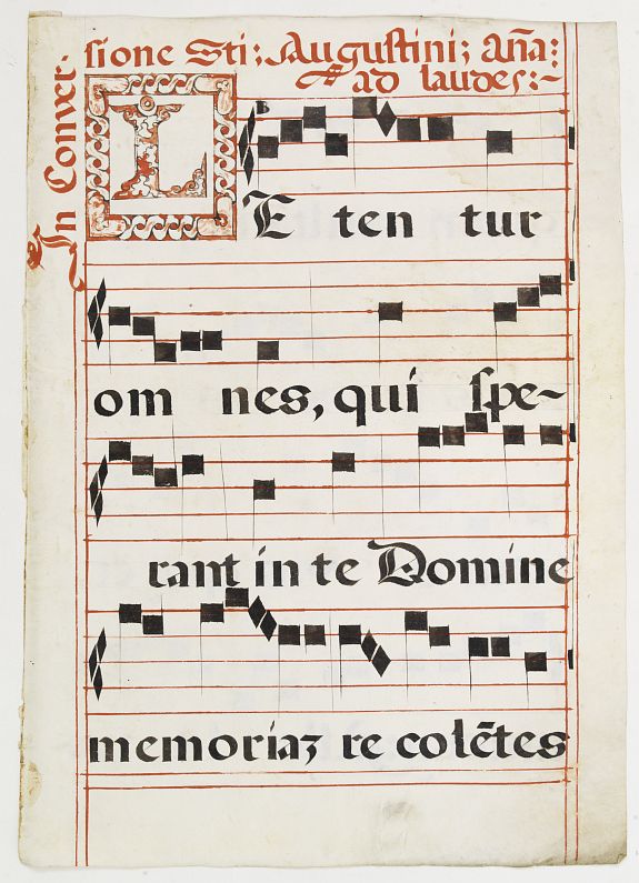 ANTIPHONARIUM, Leaf on vellum from an antiphonary., antique map, old maps