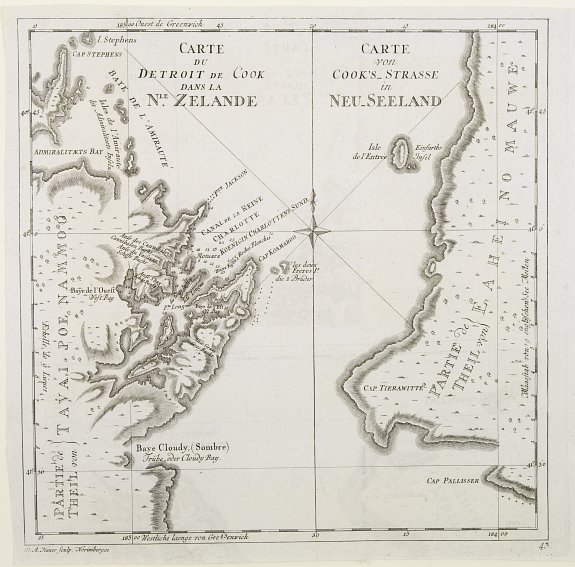 HAUER, D.A., Carte du detroit de Cook dans la Nle. Zelande. Carte von Cook's-Strasse in Neu-Seeland, antique map, old maps