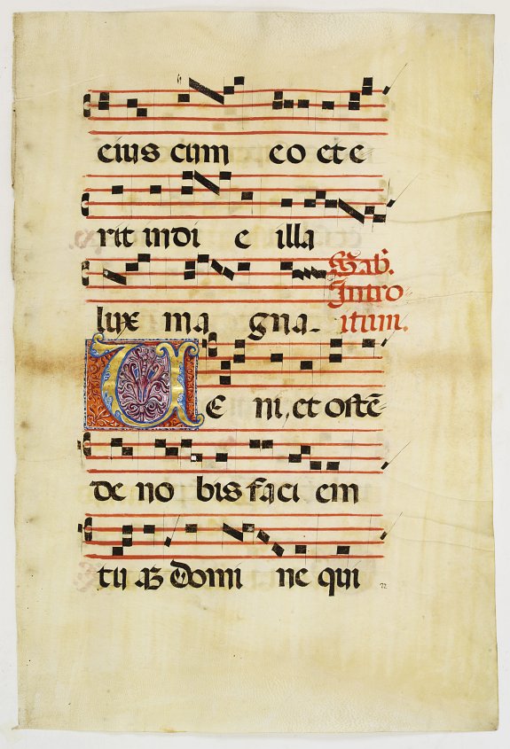 ANTIPHONARIUM, Leaf on vellum from an antiphonary., antique map, old maps