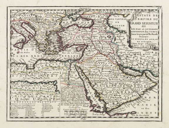 CHIQUET, J., Estats de L'empire du Grand Seigneur dit Sultan et Ottomans Empereur des Turcs.., antique map, old maps
