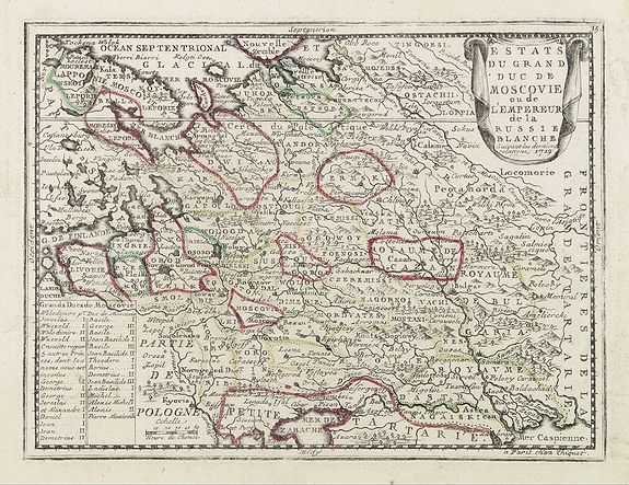 CHIQUET, J.,  Estats du Grand Duc de Moscovie ou de L'Empereur de la Russie Blanche.., antique map, old maps