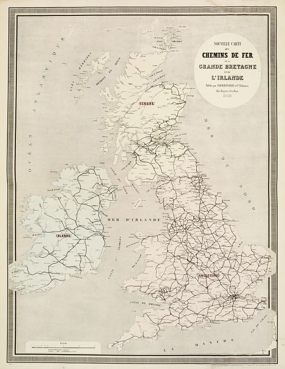 NAPOLÉON CHAIX., Nouvelle Carte des Chemins de Fer de la Grande Bretagne et de l'Irlande. . ., antique map, old maps
