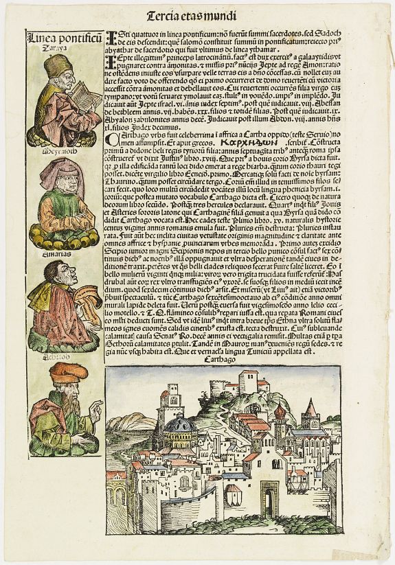 SCHEDEL, H., Carthage, etc., antique map, old maps