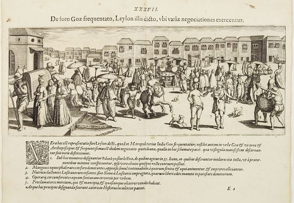 DE BRY, Th., De foro Goae frequentato.., antique map, old maps