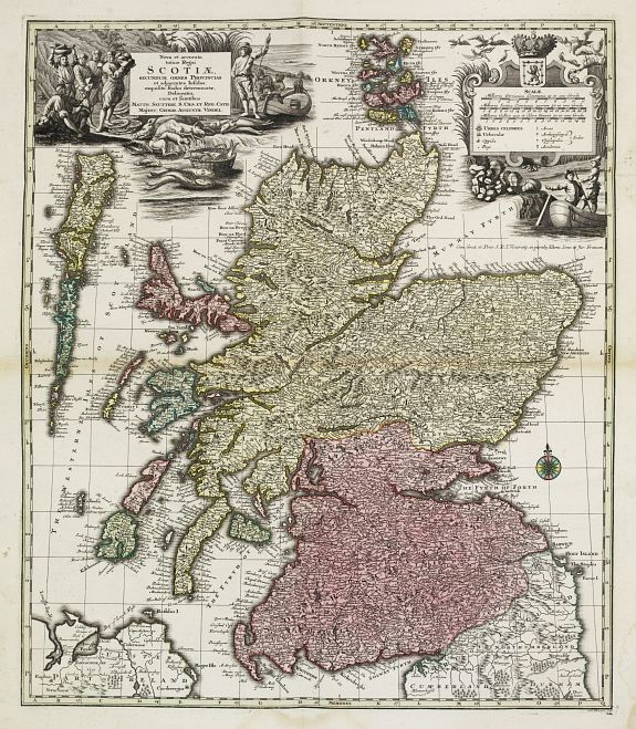 SEUTTER,M., Nova et accurata totius Regni Scotiae, Secundum Omnes Provincias et adjacentes Insulas.., antique map, old maps