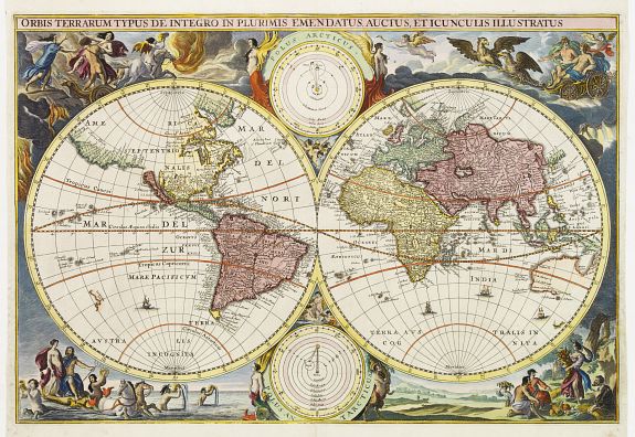 ANONYMOUS., Orbis terrarum typus de integro in plurimis emendatus.., antique map, old maps