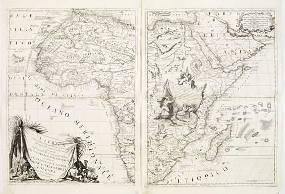 CORONELLI,V.M., [2 sheets] L AFRICA divisa nelle sue Parti secondo le pui moderne.., antique map, old maps