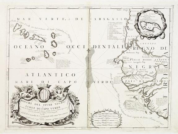 CORONELLI,V.M., Bocche del Fiume Negro et Isole di Capo Verde.., antique map, old maps