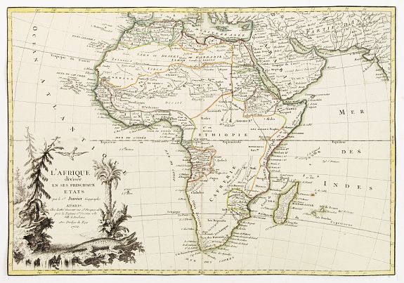 JANVIER,J. / LATTRÉ, L'Afrique divisee en ses principaux etats par le sr. Janvier.., antique map, old maps
