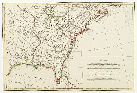 BONNE,R. / LATTR�,   [No title] East coast of US., antique map, old maps