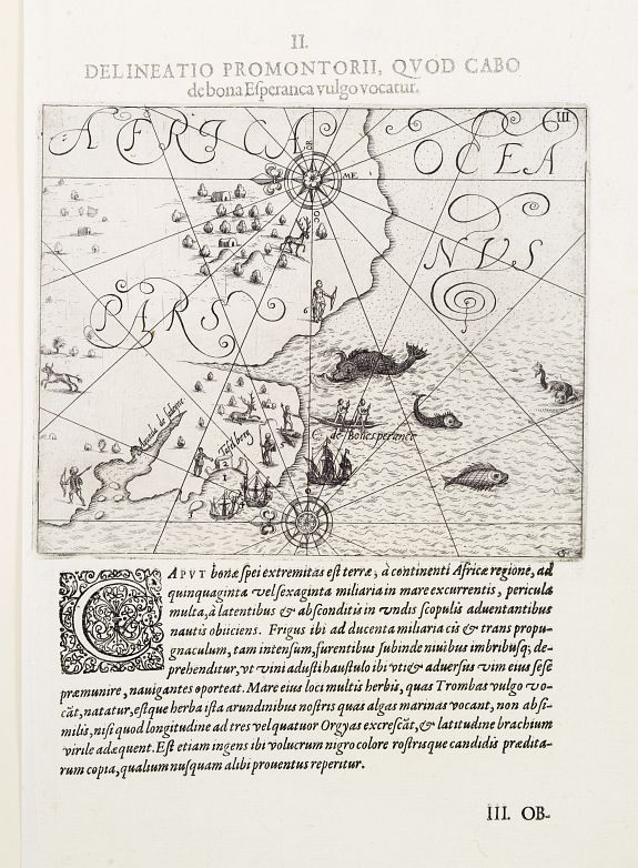 DE BRY, T., II. Delineatio Promontorii, qvod Cabo de bona Esperanca vulgo vocatur., antique map, old maps