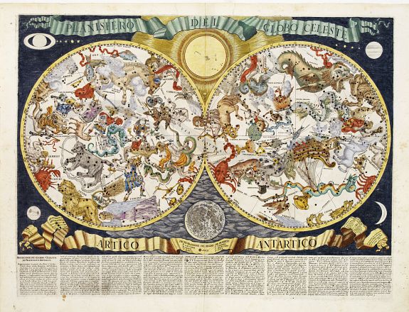 BRUNACCI,F., Planisfero del Globo Celeste artico Antartico.., antique map, old maps