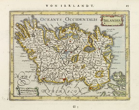 JANSSONIUS,J., Irlandia., antique map, old maps