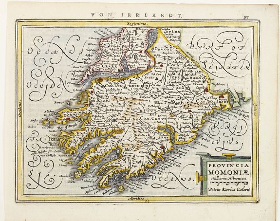 JANSSONIUS,J., Provincia Momoniae., antique map, old maps