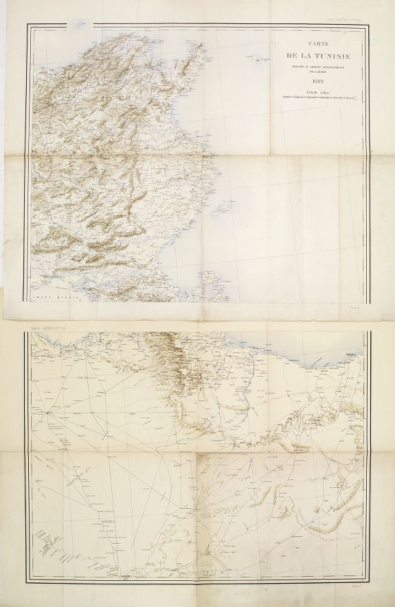 SERVICE GEOGRAPHIQUE DE L'ARMEE, Carte de la Tunisie.. [2 sheets], antique map, old maps