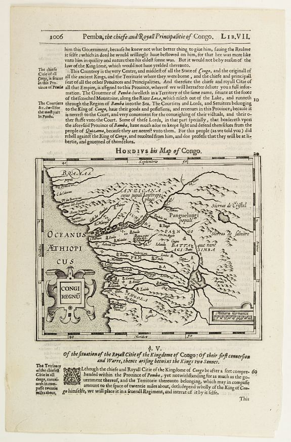 HONDIUS, J. / PURCHAS, S., Congi regnu., antique map, old maps