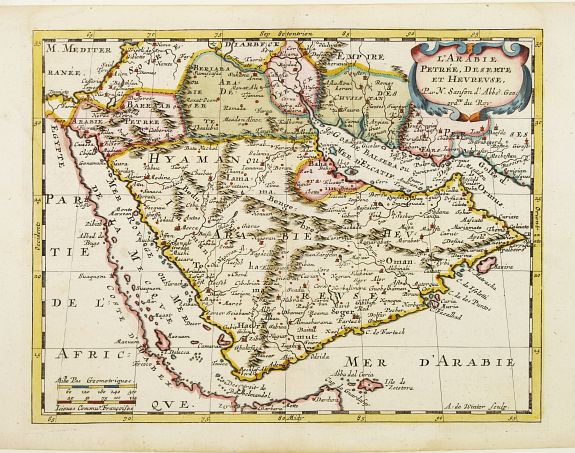 SANSON,N., L'Arabie Petrée, Deserte et Hevreuse.., antique map, old maps