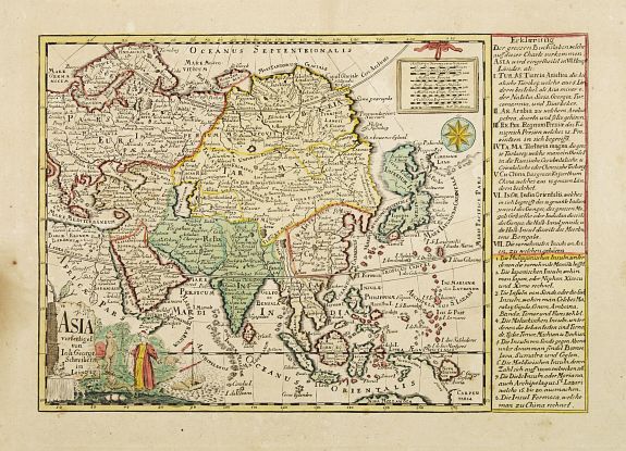 SCHREIBER, J.G., Asia verfertiget von Joh.Schreibern in Leipzig., antique map, old maps