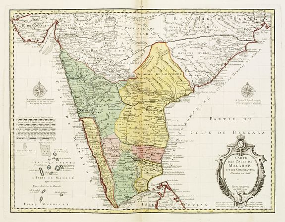 DE L'ISLE,G., Carte des Cotes de Malabar et de Coromandel.., antique map, old maps