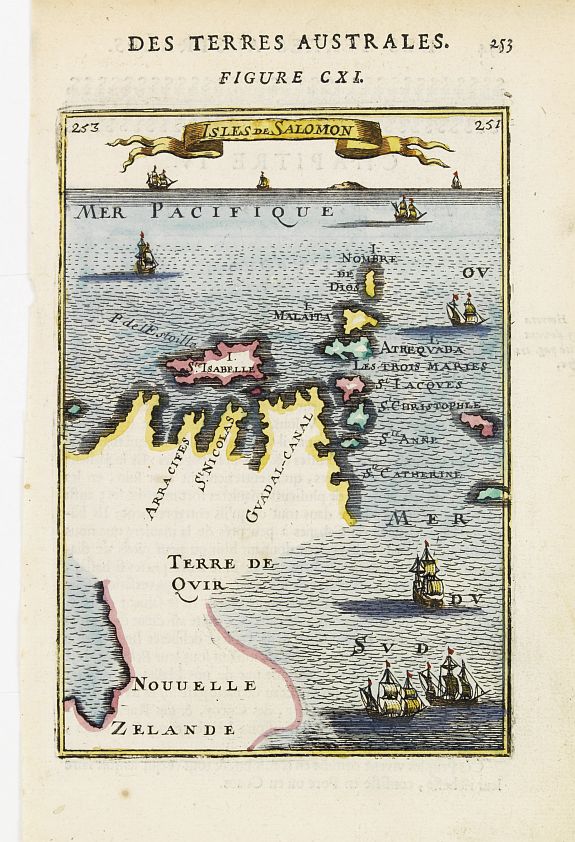 MALLET,A.M., Isles de Salomon., antique map, old maps