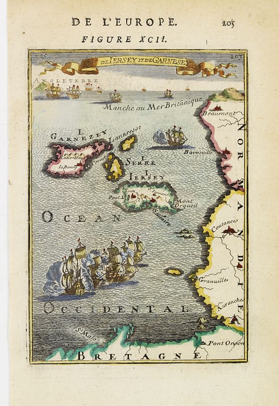 MALLET,A.M., Is de Jersey et de Garnesey., antique map, old maps