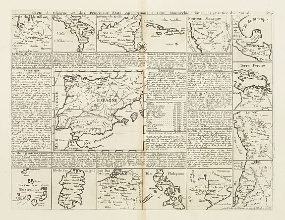 CHATELAIN,H., Carte d'Espagne et des Principaux Etats.., antique map, old maps