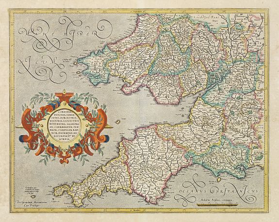 MERCATOR,G./ HONDIUS,J., Cornubia, Devonia, Somersetus,.., antique map, old maps