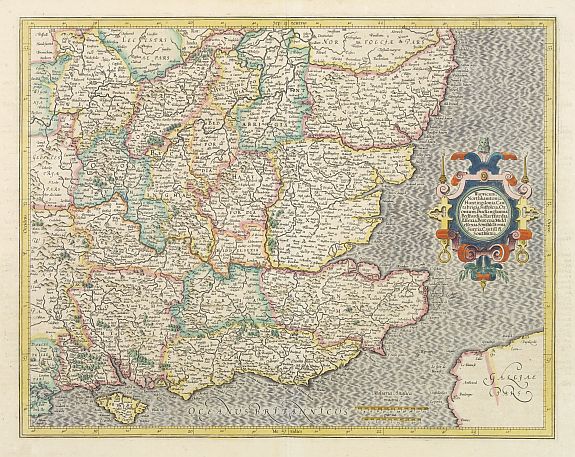 MERCATOR,G./ HONDIUS,J., Warwicum, Northhamtonia, Huntingdonia, Cantabrigia.., antique map, old maps