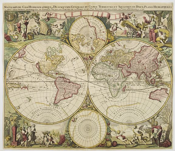 VALCK,G., Mappe-Monde Geo-Hydrographique ou Description Generale du Globe Terrestre et Aquatique?, antique map, old maps