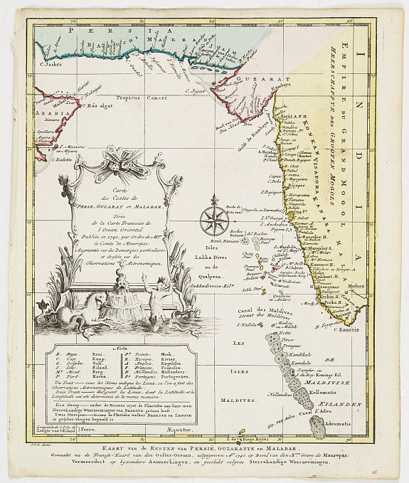HARREVELT, E.van/ CHANGUION, D.J., Carte des Costes de Perse Guzarat et Malabar., antique map, old maps