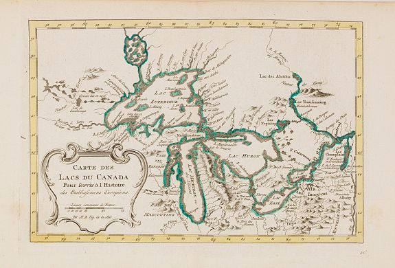 HARREVELT, E. van / CHANGUION, D. J., Carte des Lacs du Canada.., antique map, old maps