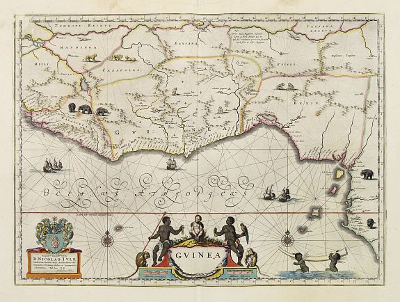 BLAEU, W., Guinea., antique map, old maps