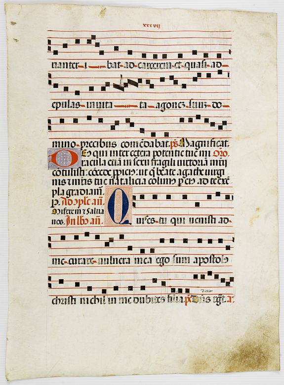 ANTIPHONARIUM, Leaf on vellum from a antiphonary., antique map, old maps
