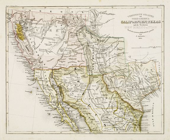 GRÄSSL, J., Vereinigte Staaten von Nord-America: Californien, Texas, und die Territorien New Mexico u. Utah., antique map, old maps