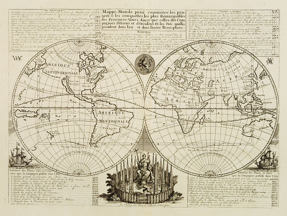 CHATELAIN,H., Mappe-Monde pour connoitre les progres & les conquestes.., antique map, old maps