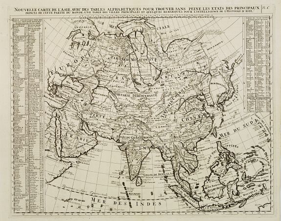 CHATELAIN,H., Nouvelle carte de l'Asie avec des tables.., antique map, old maps