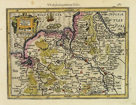 MERCATOR,G./ HONDIUS,J.,  Wesphalia cum Dioecesi Bremensi., antique map, old maps