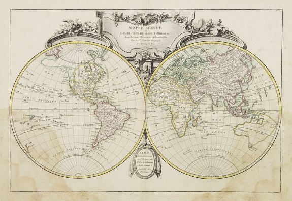 LATTRÉ / JANVIER,Sr., Mappe-Monde ou Description du Globe Terrestre.., antique map, old maps