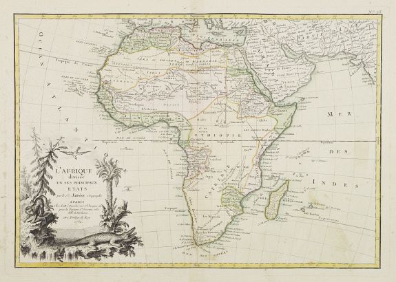 LATTRÉ / JANVIER,Sr., L'Afrique divisée en ses principaux Etats.., antique map, old maps
