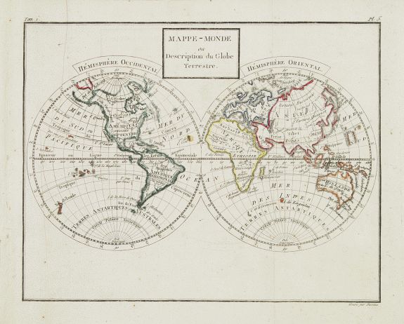 DELAPORTE,L'Abbé., Mappe-Monde ou Description du Globe Terrestre., antique map, old maps