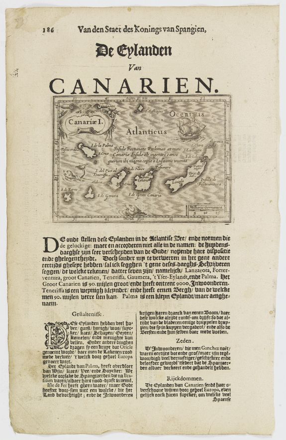 DE CLERCK, N., Canariae I., antique map, old maps